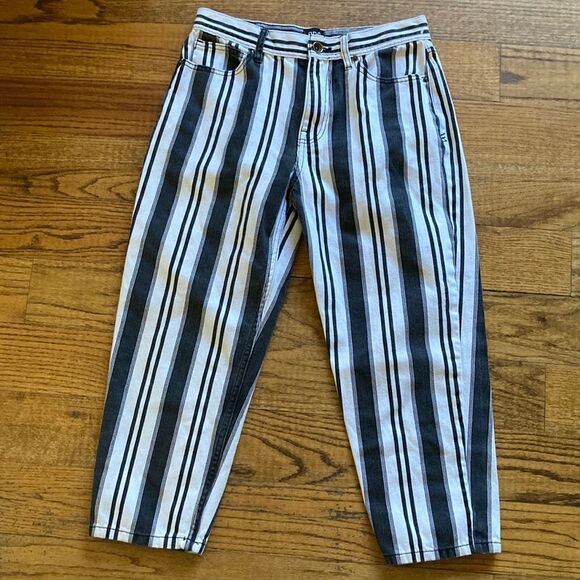 BDG Urban Outfitters Black Striped Straight Crop Jeans Size 29/30 - Picture 1 of 15